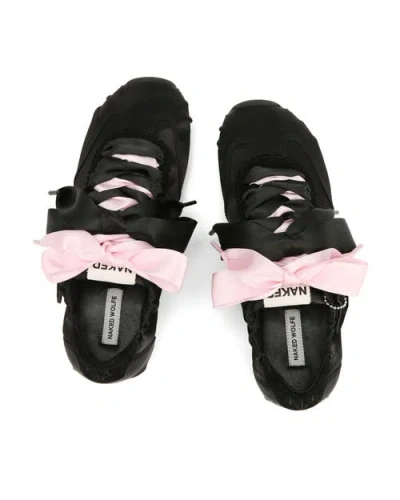 Naked Wolfe Adorable Satin Sneaker In Black