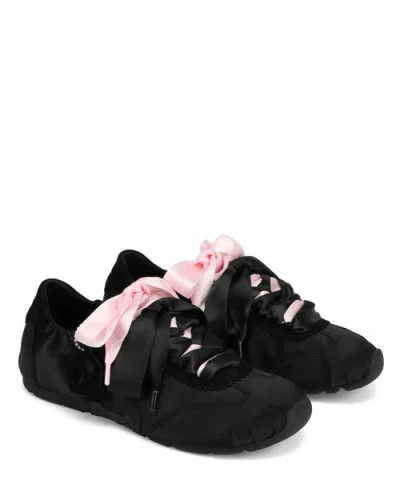 Naked Wolfe Adorable Satin Sneaker In Black