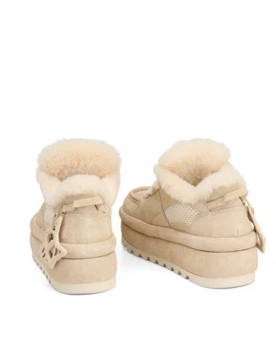 Naked Wolfe Beau Shearling Platform Sneakers In Neutral