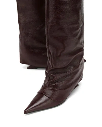 Naked Wolfe Stated Pointed-toe Burgundy Knee-high Boots In Burgundy