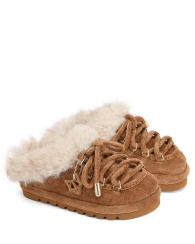 Naked Wolfe Harlow Suede Slippers In Brown