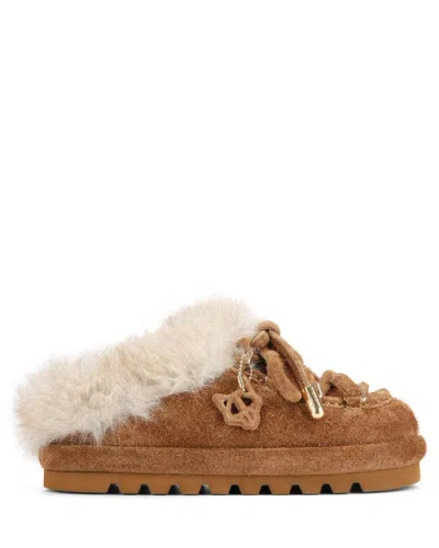 Naked Wolfe Harlow Suede Slippers In Brown