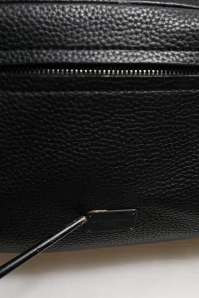 Pre-owned Dolce & Gabbana Black Palermo Backpack Hammered Calfskin Leather Men's Bag ()