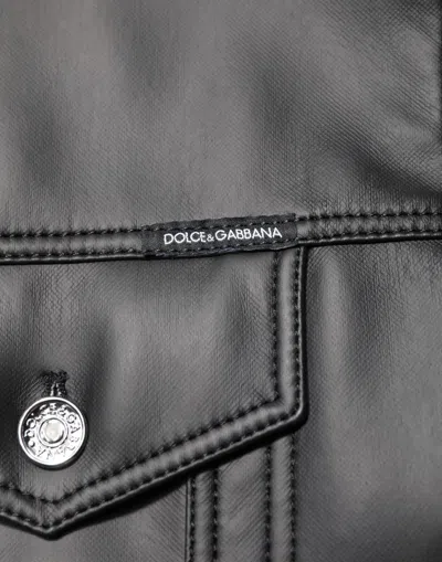 Pre-owned Dolce & Gabbana Black Polyester Button Down Biker Men's Jacket ()
