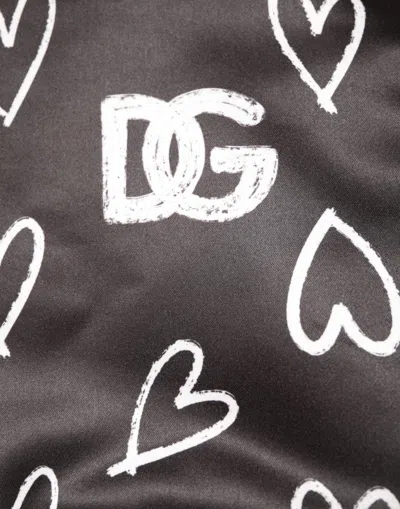 Dolce & Gabbana Black Polyester Heart Print Bomber Men's Jacket In Black