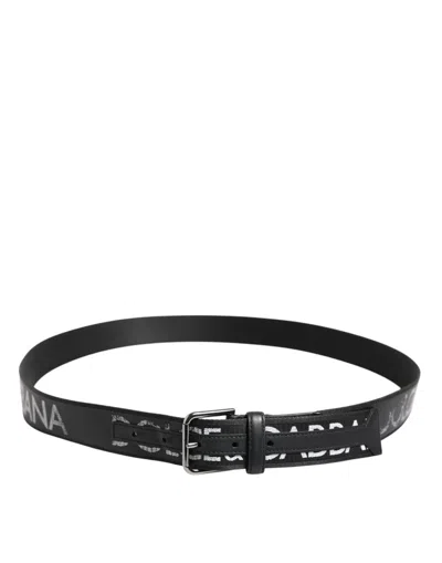 Pre-owned Dolce & Gabbana Black Polyester Leather Metal Buckle Men's Belt ()
