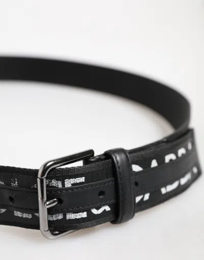 Pre-owned Dolce & Gabbana Black Polyester Leather Metal Buckle Men's Belt ()