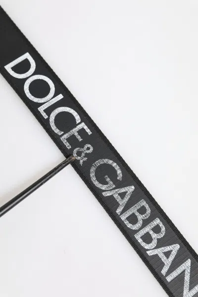 Pre-owned Dolce & Gabbana Black Polyester Leather Metal Buckle Men's Belt ()