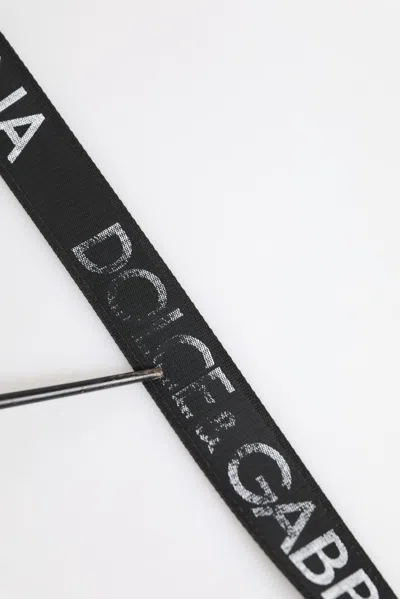 Pre-owned Dolce & Gabbana Black Polyester Leather Metal Buckle Men's Belt ()
