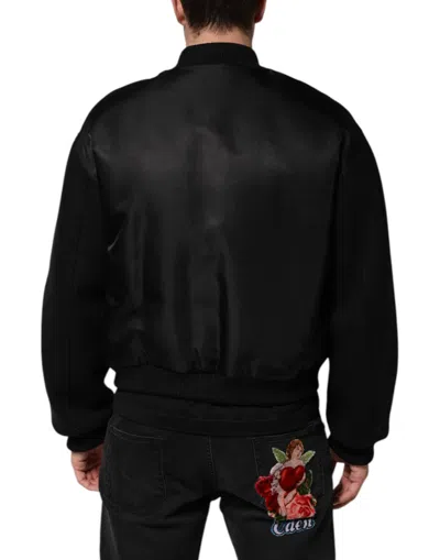 Pre-owned Dolce & Gabbana Black Polyester Logo Plaque Bomber Men's Jacket ()