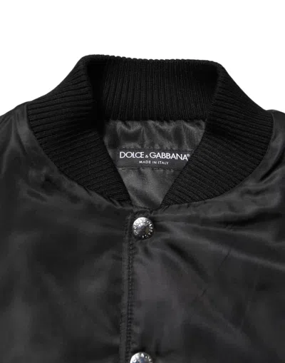 Pre-owned Dolce & Gabbana Black Polyester Logo Plaque Bomber Men's Jacket ()