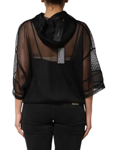 Dolce & Gabbana Black See Through Hooded Pullover Women's Sweater In Black