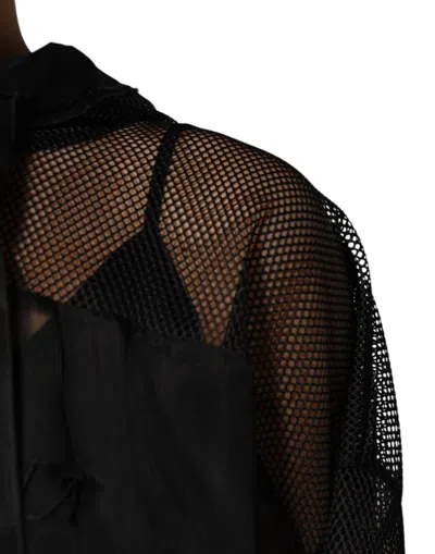 Dolce & Gabbana Black See Through Hooded Pullover Women's Sweater In Black