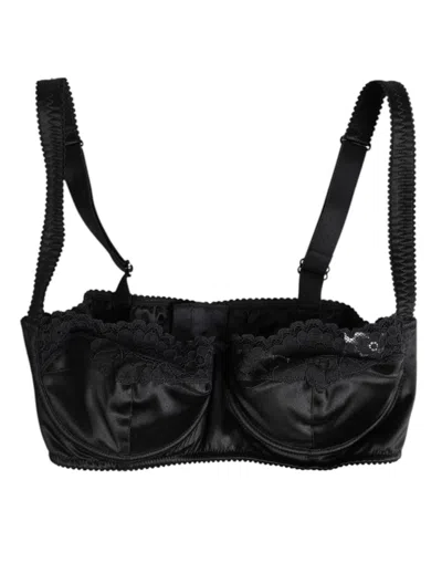 Dolce & Gabbana Black Silk Underwired Balconette Bra Women's Underwear In Black