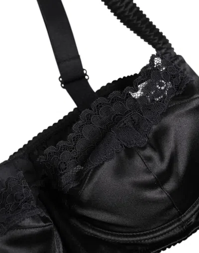 Dolce & Gabbana Black Silk Underwired Balconette Bra Women's Underwear In Black