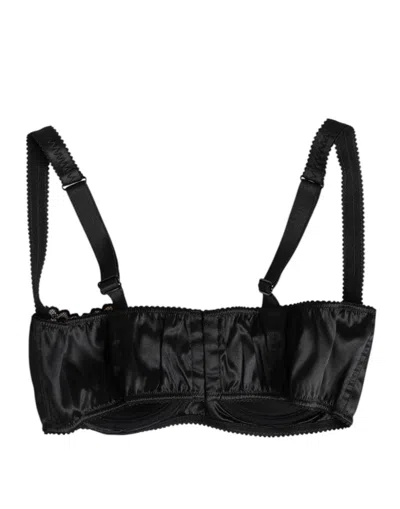 Dolce & Gabbana Black Silk Underwired Balconette Bra Women's Underwear In Black