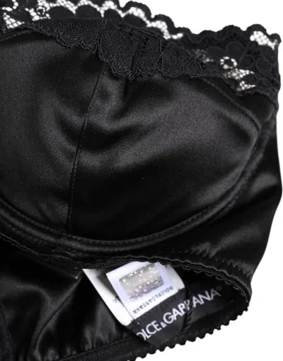 Dolce & Gabbana Black Silk Underwired Balconette Bra Women's Underwear In Black