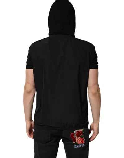 Pre-owned Dolce & Gabbana Black Sleeveless Hooded Logo Plaque Men's Jacket ()