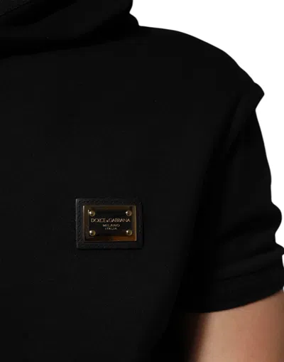 Pre-owned Dolce & Gabbana Black Sleeveless Hooded Logo Plaque Men's Jacket ()