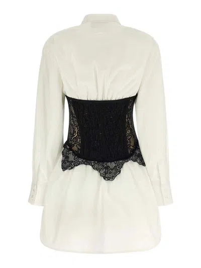 Giuseppe Di Morabito Long Sleeve Corset Style Lace Dress In White