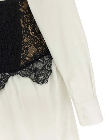 Giuseppe Di Morabito Long Sleeve Corset Style Lace Dress In White