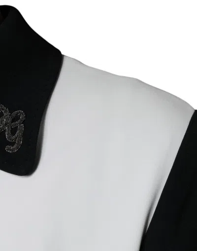 Pre-owned Dolce & Gabbana Black White Dg Crown Full Zip Blouson Men's Jacket () In Multi