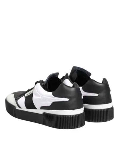Pre-owned Dolce & Gabbana Black White Leather Miami Low Top Sneakers Men's Shoes () In Multi