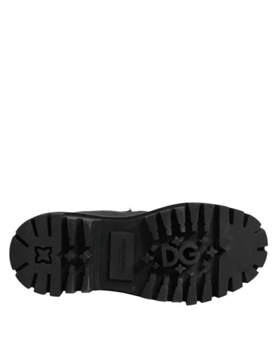 Pre-owned Dolce & Gabbana Black White Padded Lace Up Short Boots Women's Shoes () In Multi