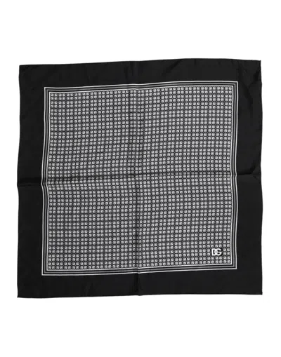 Pre-owned Dolce & Gabbana Black White Patterned Square Foulard Men's Scarf () In Multi