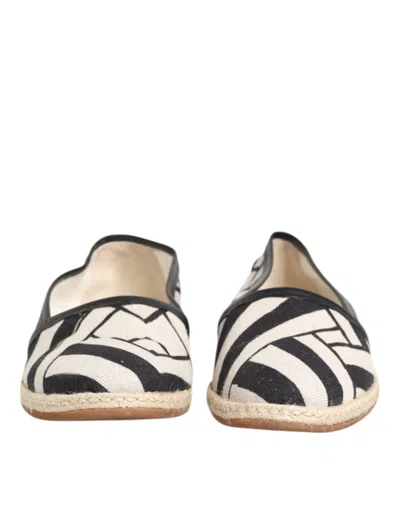 Pre-owned Dolce & Gabbana Black White Stripes Flat Espadrille Men's Shoes () In Multi