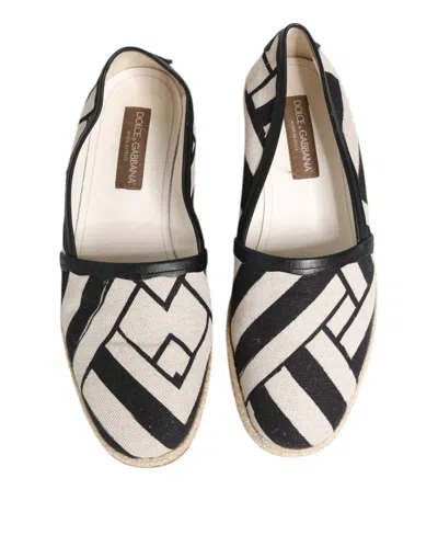 Pre-owned Dolce & Gabbana Black White Stripes Flat Espadrille Men's Shoes () In Multi