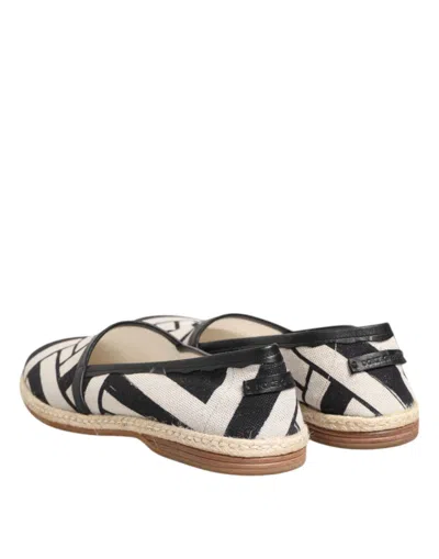 Pre-owned Dolce & Gabbana Black White Stripes Flat Espadrille Men's Shoes () In Multi