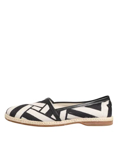 Pre-owned Dolce & Gabbana Black White Stripes Flat Espadrille Men's Shoes () In Multi