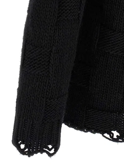Golden Goose Journey Distressed Checkerboard Wool Sweater In Black