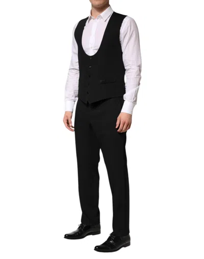 Pre-owned Dolce & Gabbana Black Wool 3 Piece Single Breasted Men's Suit ()