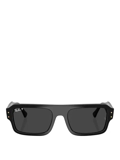 Ray Ban Ray-ban 56mm Polarized Rectangular Sunglasses In Black