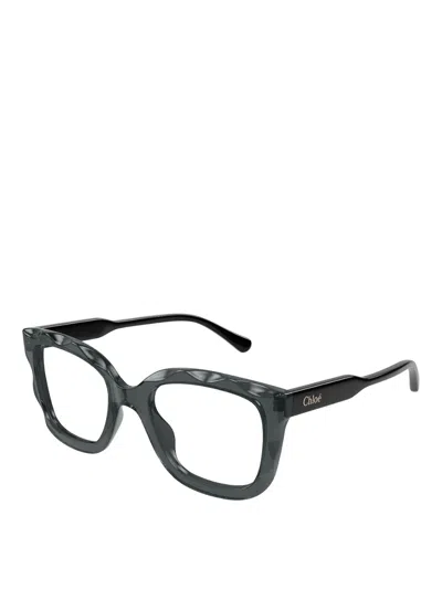 Chloé Eyewear Rectangular Frame Glasses In Gray