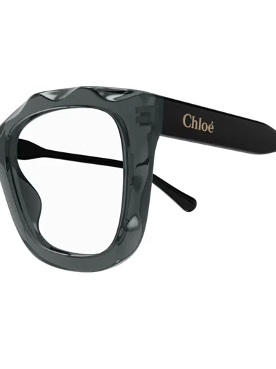 Chloé Eyewear Rectangular Frame Glasses In Gray