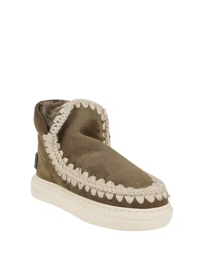 Mou Eskimo Sneakers With Plush Sheepskin Lining In Animal Print