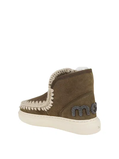 Mou Eskimo Sneakers With Plush Sheepskin Lining In Animal Print