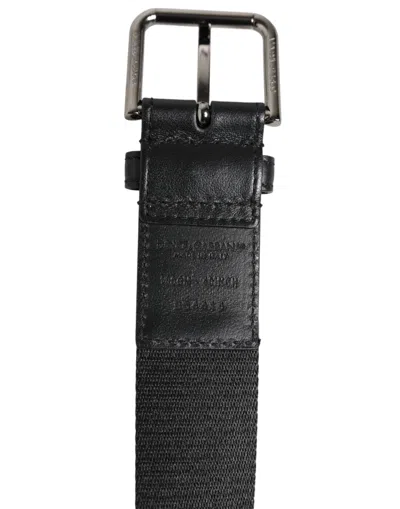 Pre-owned Dolce & Gabbana Blue Black Polyester Metal Buckle Men's Belt () In Multi