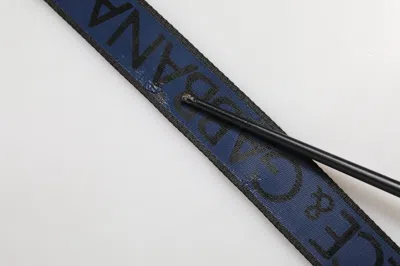Pre-owned Dolce & Gabbana Blue Black Polyester Metal Buckle Men's Belt () In Multi