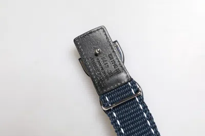 Pre-owned Dolce & Gabbana Blue White Cotton Dg Logo Metal Buckle Men's Belt () In Multi