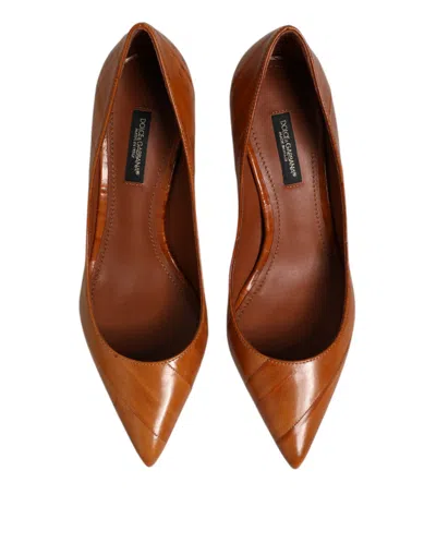 Pre-owned Dolce & Gabbana Brown Leather Stiletto Heel Pumps Women's Shoes ()