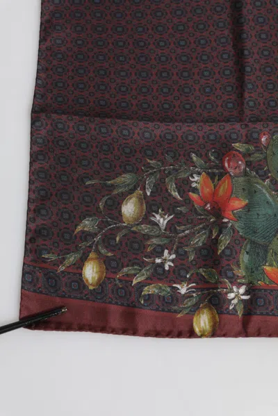 Pre-owned Dolce & Gabbana Brown Peacock Print Square Men Foulard Men's Scarf ()