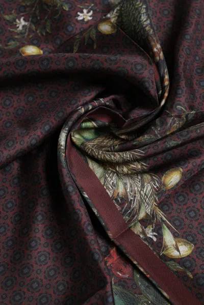 Pre-owned Dolce & Gabbana Brown Peacock Print Square Men Foulard Men's Scarf ()