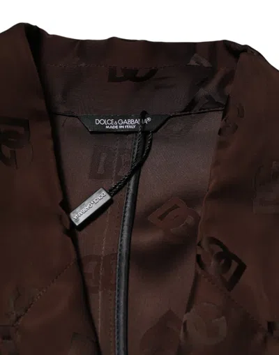 Dolce & Gabbana Brown Polyester Logo Monogram Coat Jacket In Brown