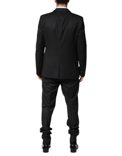Dolce & Gabbana Dark Gray Wool Single Breasted 2 Piece Suit In Black