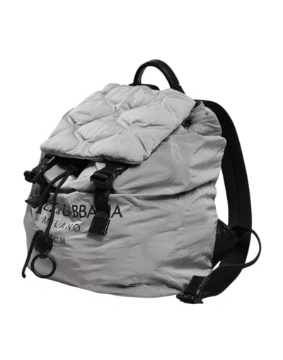 Pre-owned Dolce & Gabbana Gray Milano Print Drawstring Travel Backpack Men's Bag ()