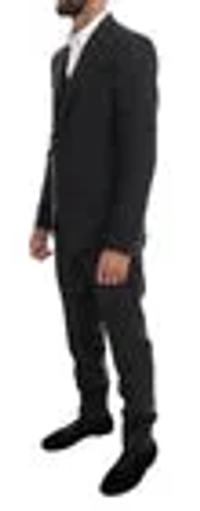 Dolce & Gabbana Gray Patterned Wool 3 Piece Slim Suit